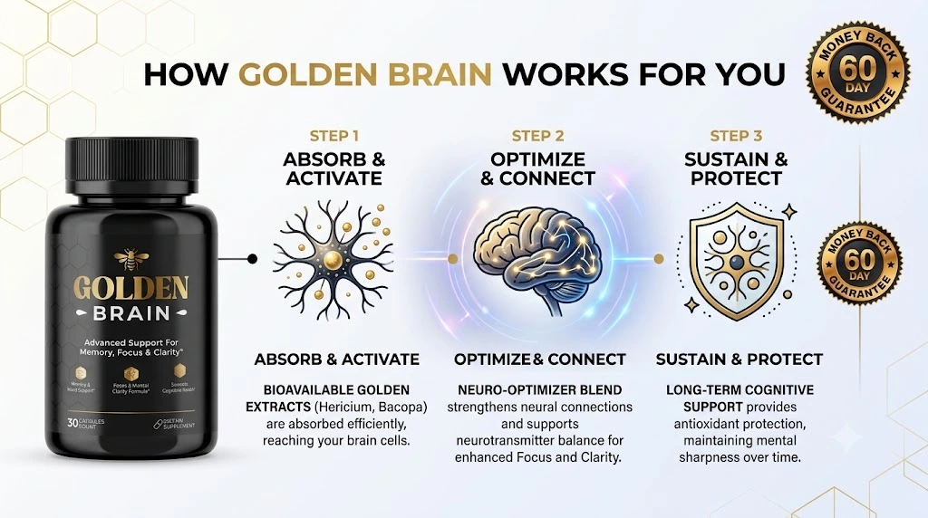 How Golden Brain works: absorb and activate, optimize and connect, sustain and protect
